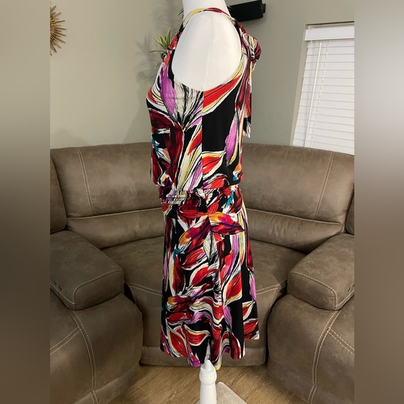 VIBRANT Patterned Sleeveless Keyhole Dress by Valerie Bertinelli Sz 6 - Picture 6 of 9